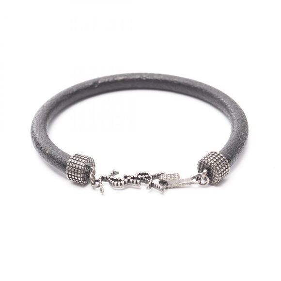 Saint Laurent Paris OPIUM Leather Stainless Steel Bracelet - Picture 1 of 6